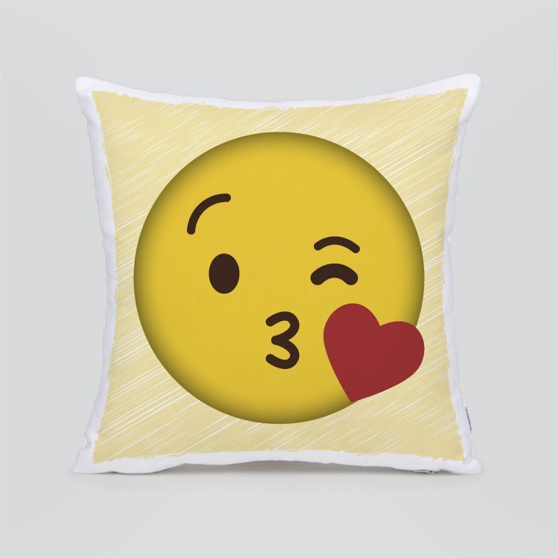 Cojín personalizado Emoji de carita con besito